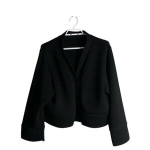 Leze The Label Women's Black Button-Down Scuba Cardigan